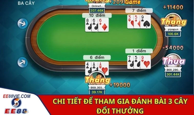 Chi tiết để tham gia đánh bài 3 cây đổi thưởng