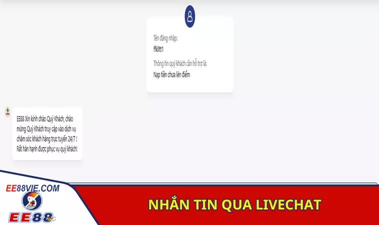 Nhắn tin EE88 qua livechat
